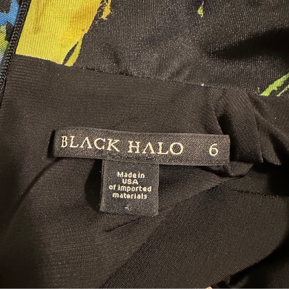 Black Halo Otto Ruched Mockneck Mini Dress in Vibrant Floral Size 6 Black - Picture 7 of 8
